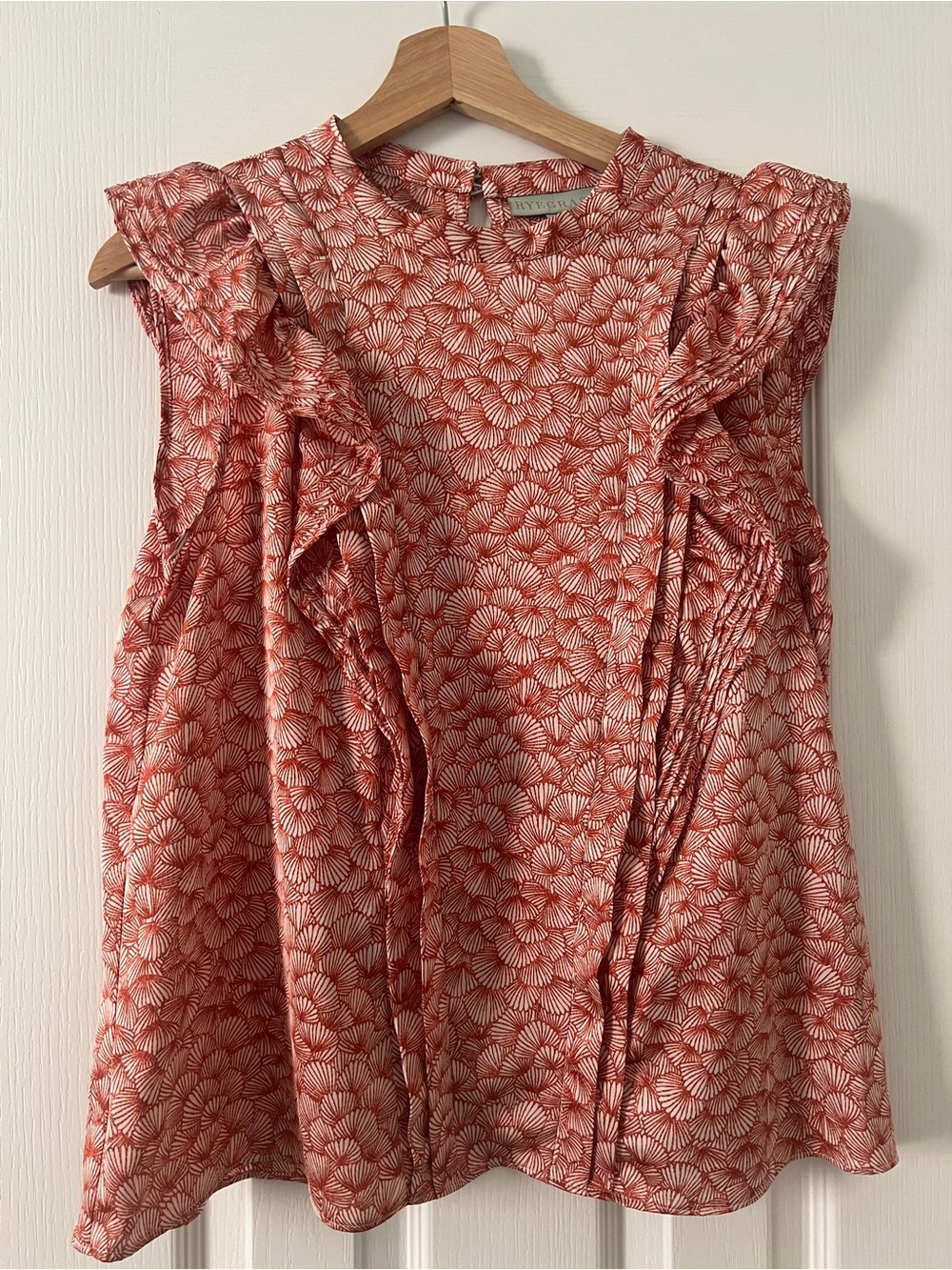 Sleeveless Ruffle Shell Top - Red Floral